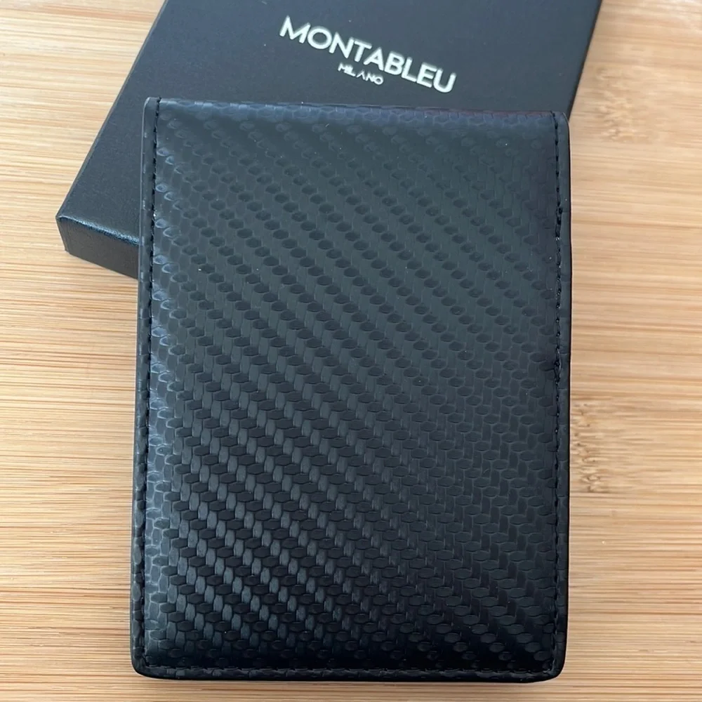 Brand New Montableu Carbon Black Slim Minimalist Wallet w/ Money Clip Executive